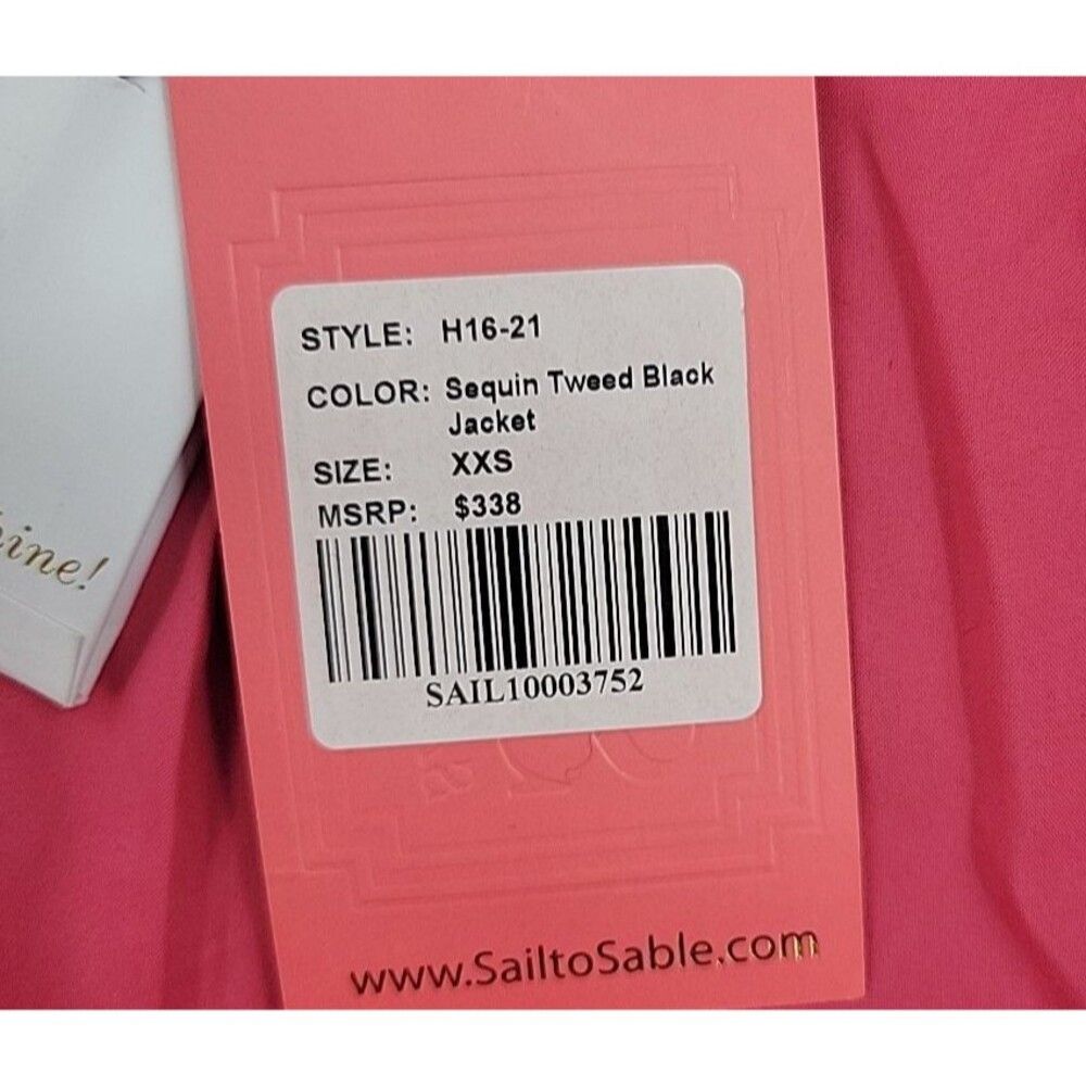 Sail To Sable Womens Coat Size XXS Sequin Tweed Black Jacket NEW Fringe Lined - Picture 15 of 16
